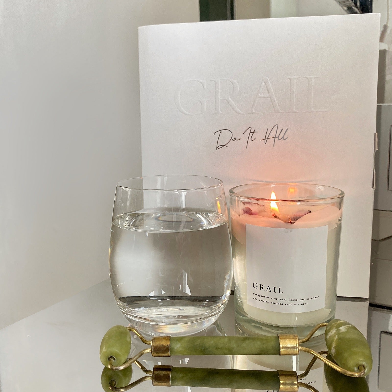 (SOLD-OUT) GRAIL GLOW UP Soy Wax Candle 紫水晶白茶薰衣草大豆蠟燭